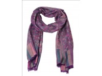 Silk Pashmina Stole / Scarf in Purple Color with Floral design Size 70*30